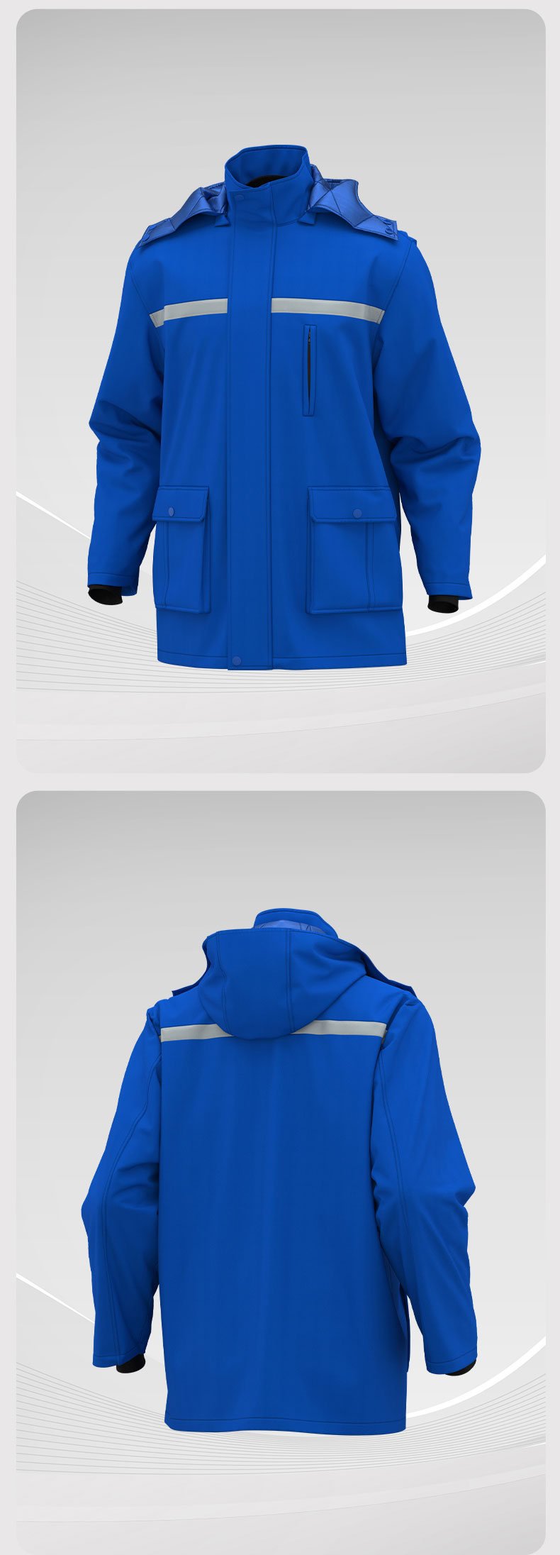 Detachable Wide High Visibility Mid-Length Winter Work Jacket5