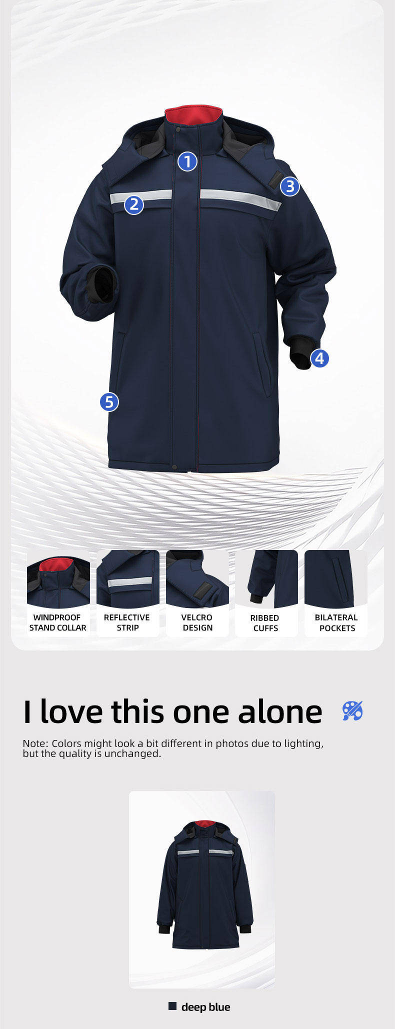 High Visibility One-piece Mid-Length Cotton Jacket3