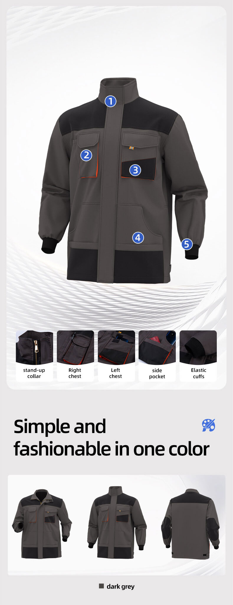 Jacket with logo mechanic logging maintenance workwear jacket men3