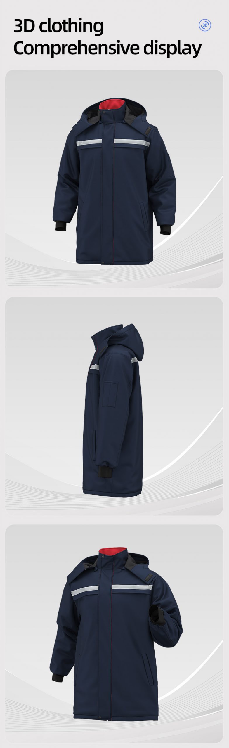 High Visibility One-piece Mid-Length Cotton Jacket4