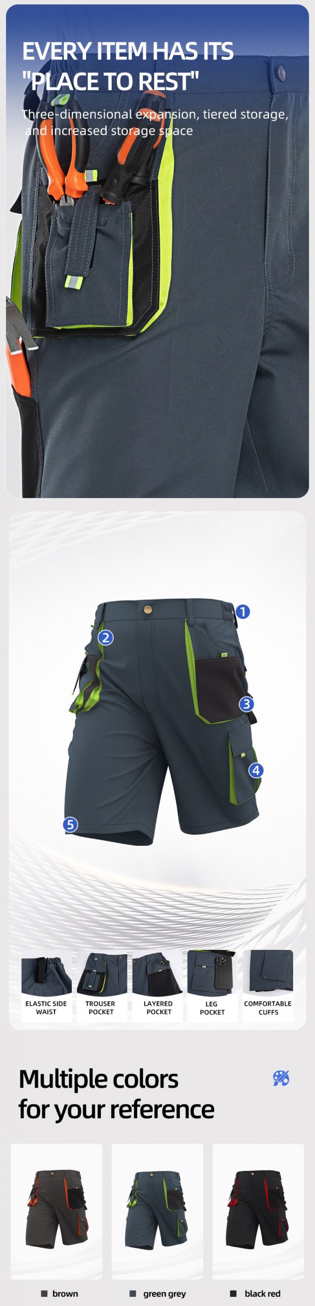 WF299 Multi-pocket Fashion Work Shorts