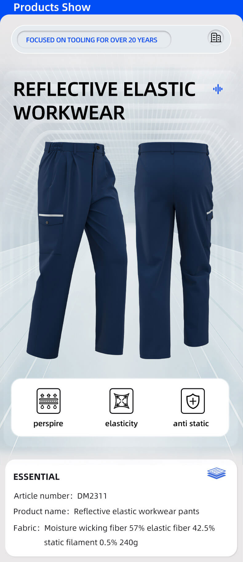 Electrician elastic work pants workers work pants