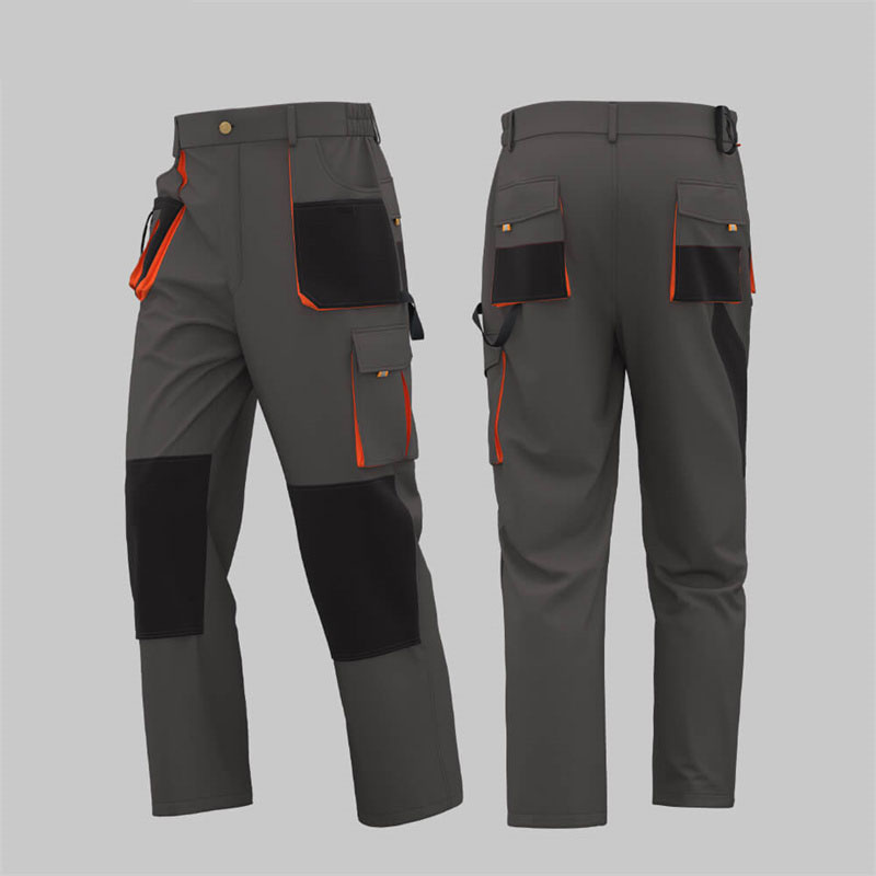 Abrasion-resistant work trousers with built-in knee pads