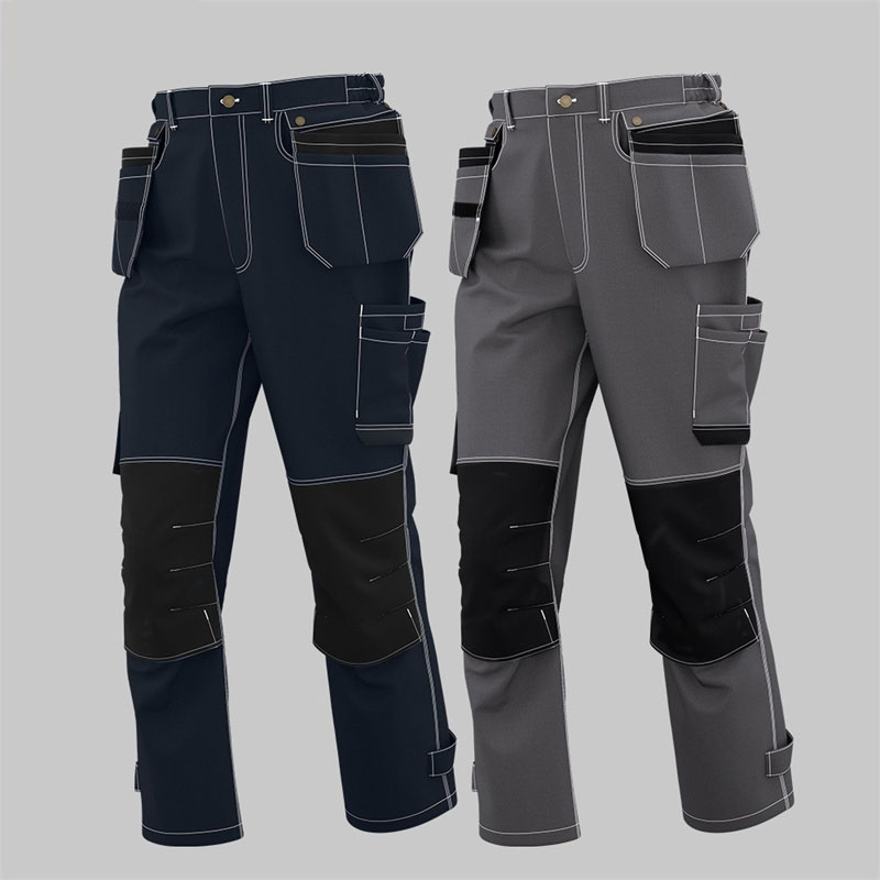 Cotton multi-pocket knee-pad work pants