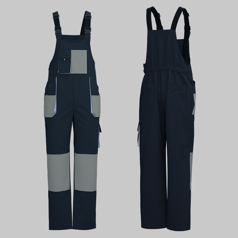 Cotton-like Brushed Multi-Pocket Oxford Reinforced Bib Overalls