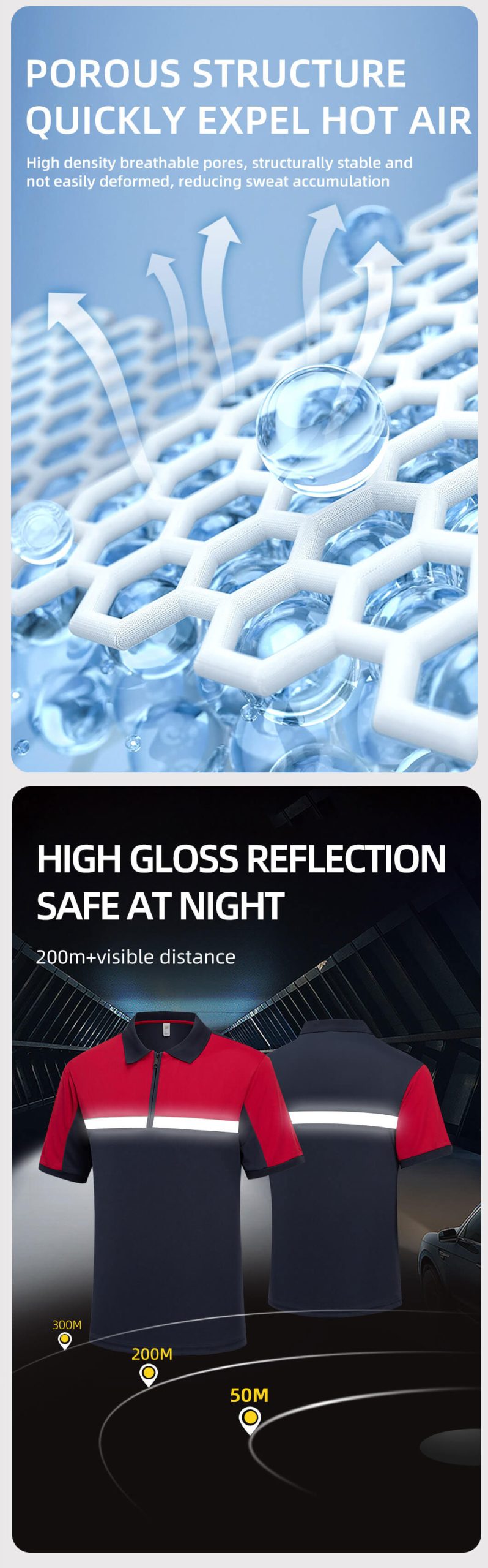 High Visibility Zipper Quick Dry Workwear T-shirt2