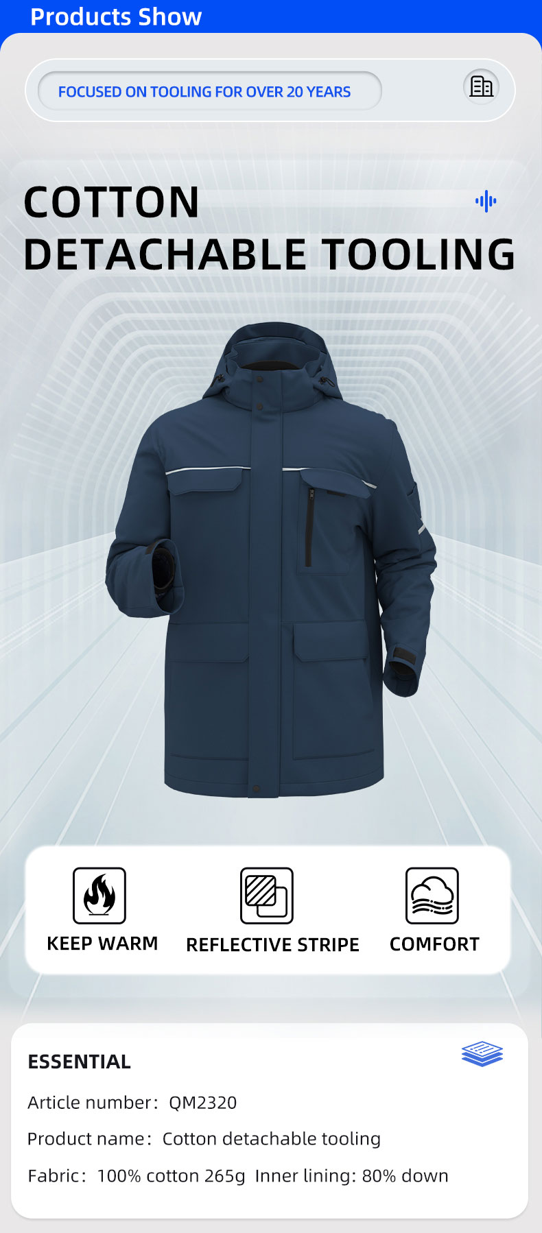 Winter 100% Cotton Detachable Fashion Jacket