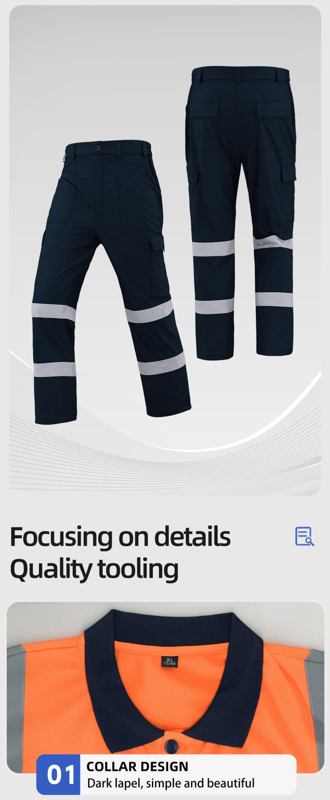 Quick-drying Long-sleeved High-visibility Solid Color Lapel POLO Shirt Suit8