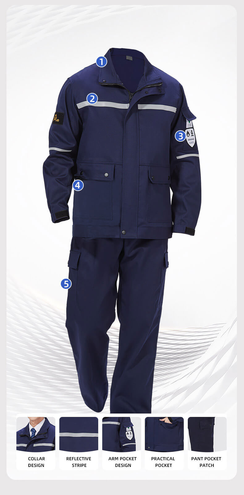 High visibility Flame Retardant Antistatic Protective Clothing5