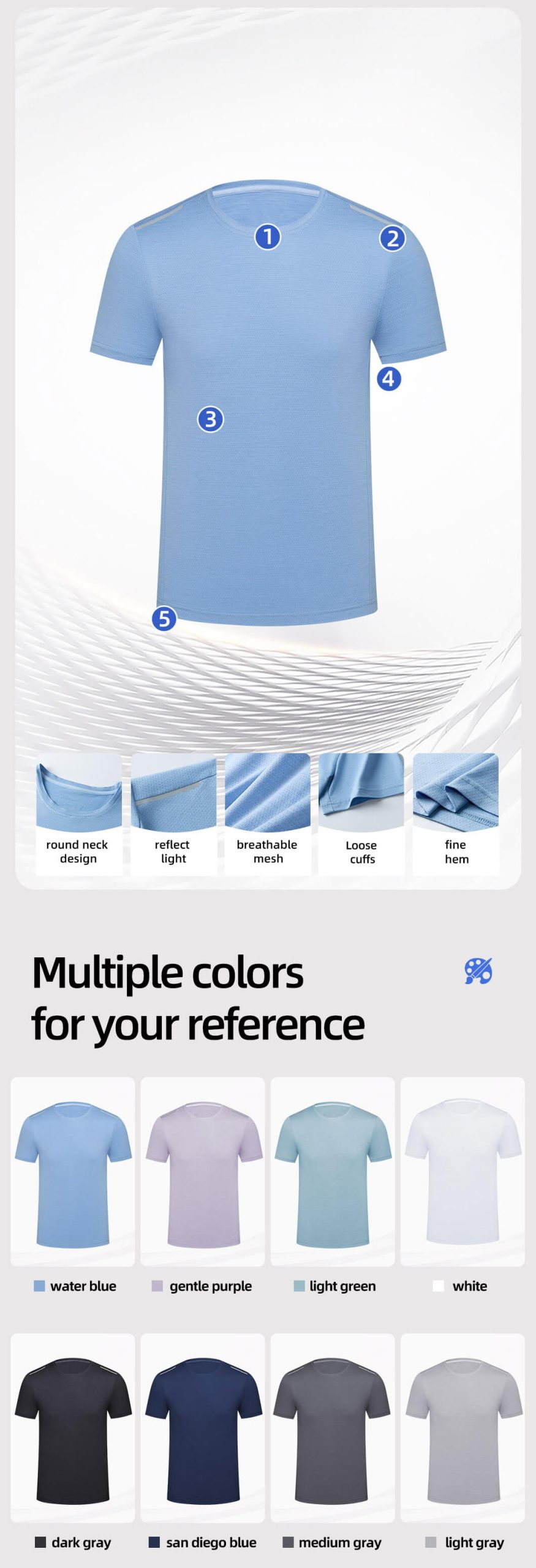 High-visibility crew neck short-sleeved workwear T-shirt3