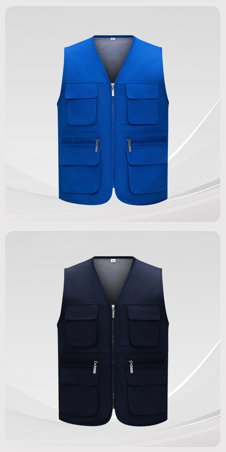 Solid Color Zipper Mesh Work Vest11