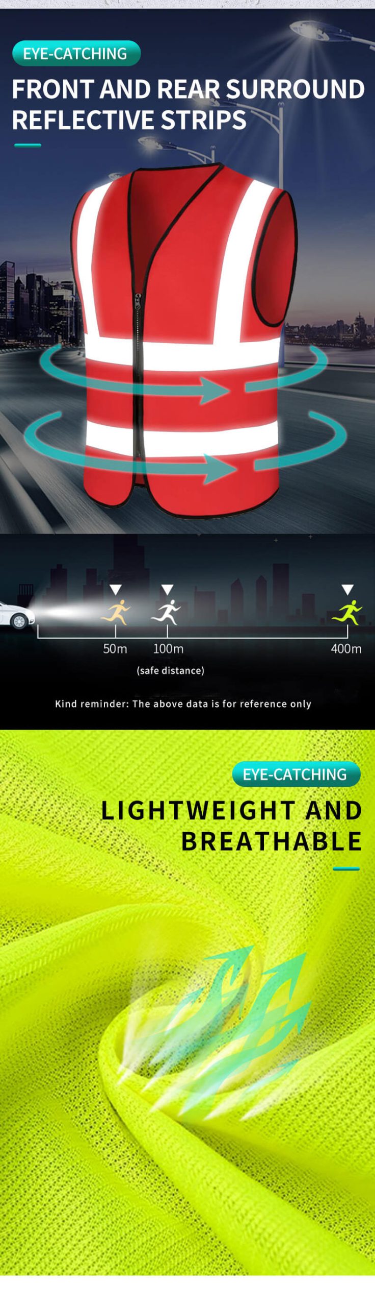 Two vertical and two horizontal high visual workwear vest8