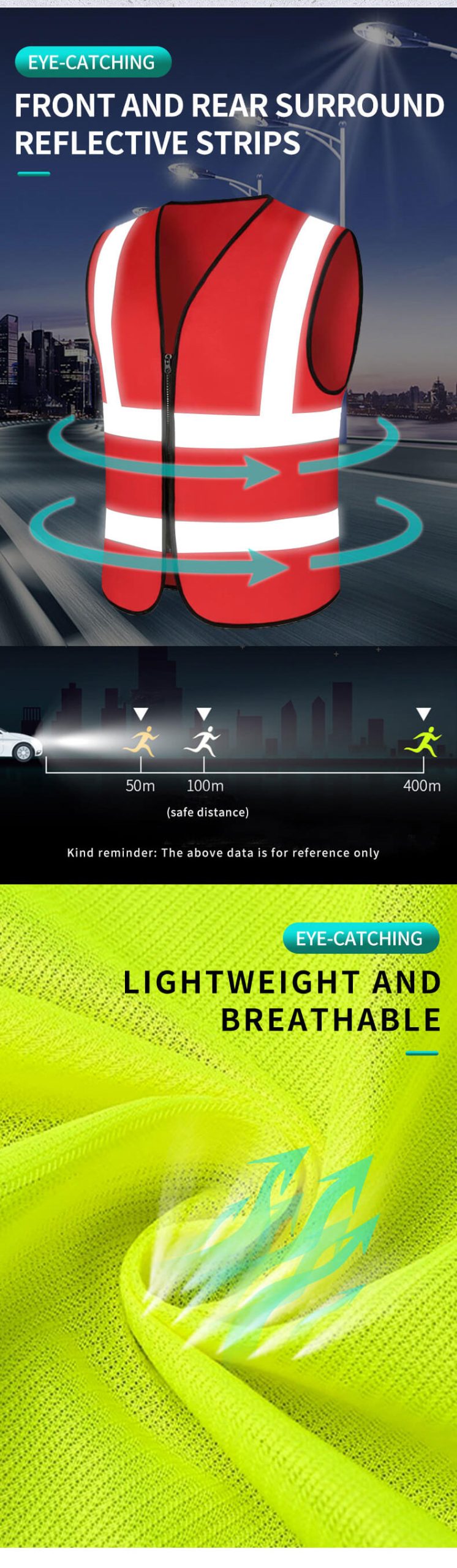 Two vertical and two horizontal high visual workwear vest8