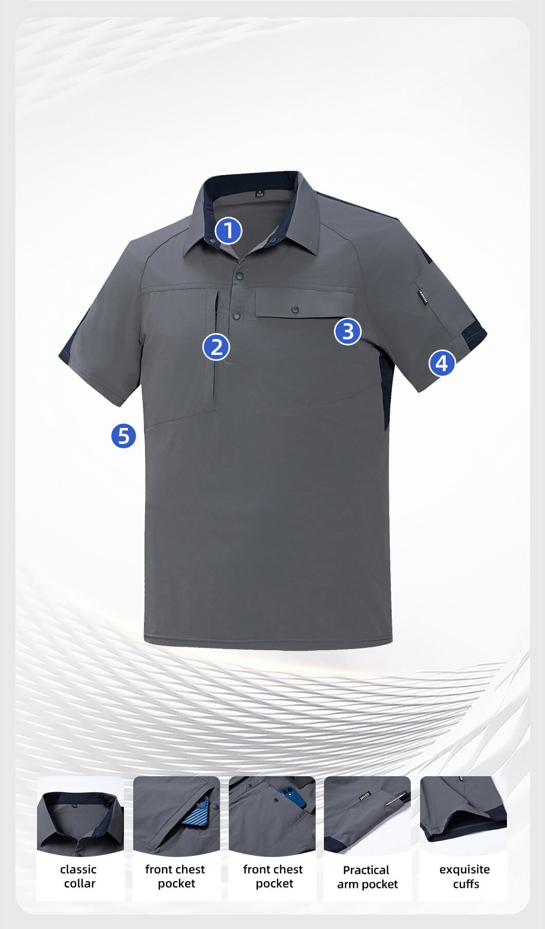 Quick-drying short-sleeved Uniform Work T-shirt Suit3
