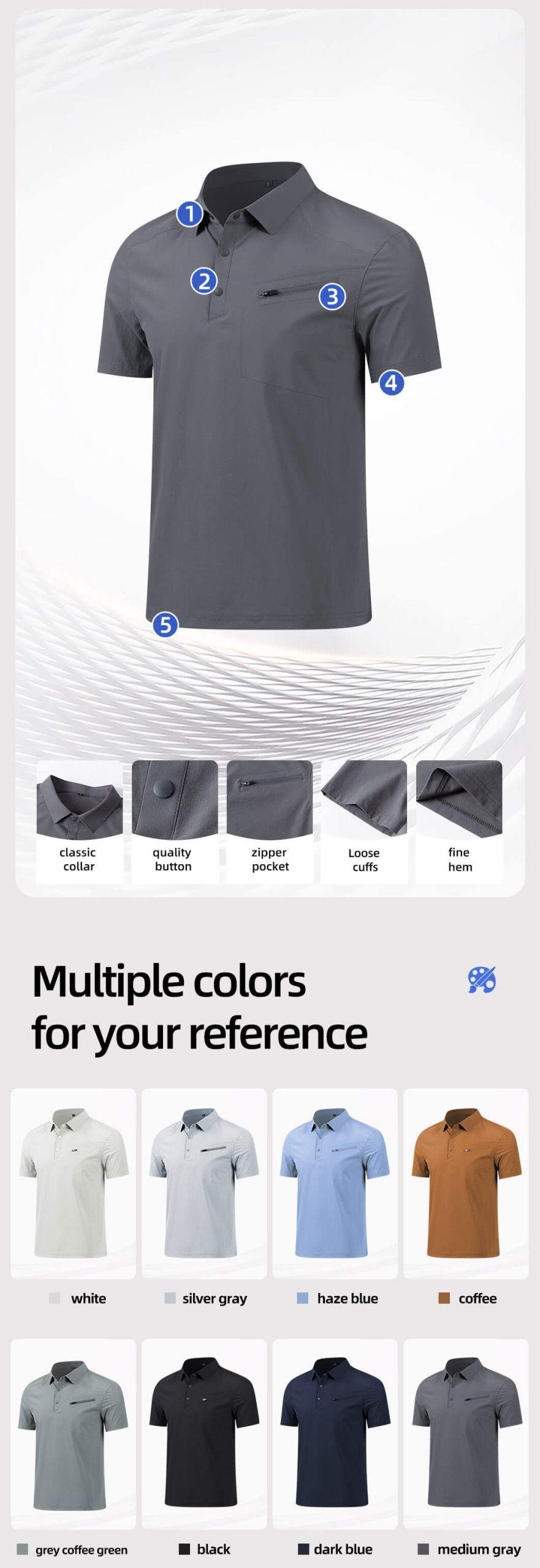 High-quality laminated YKK work T-shirt2