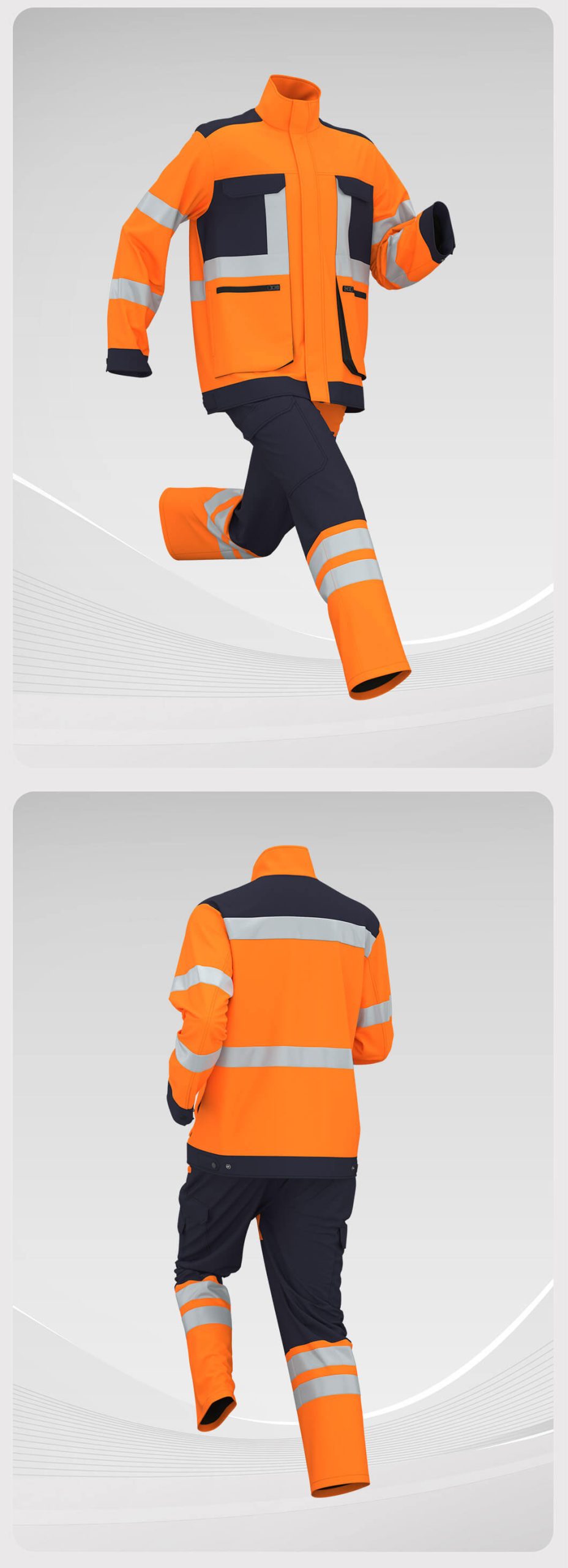 Winter high-visibility waterproof cold-proof fleece work clothes suit7