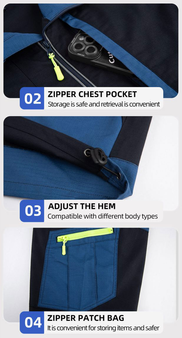 China Spring and Autumn Anti-Rip Work Clothes Men’s Wear-Resistant Miner Construction Worker Uniforms Printing Customized5