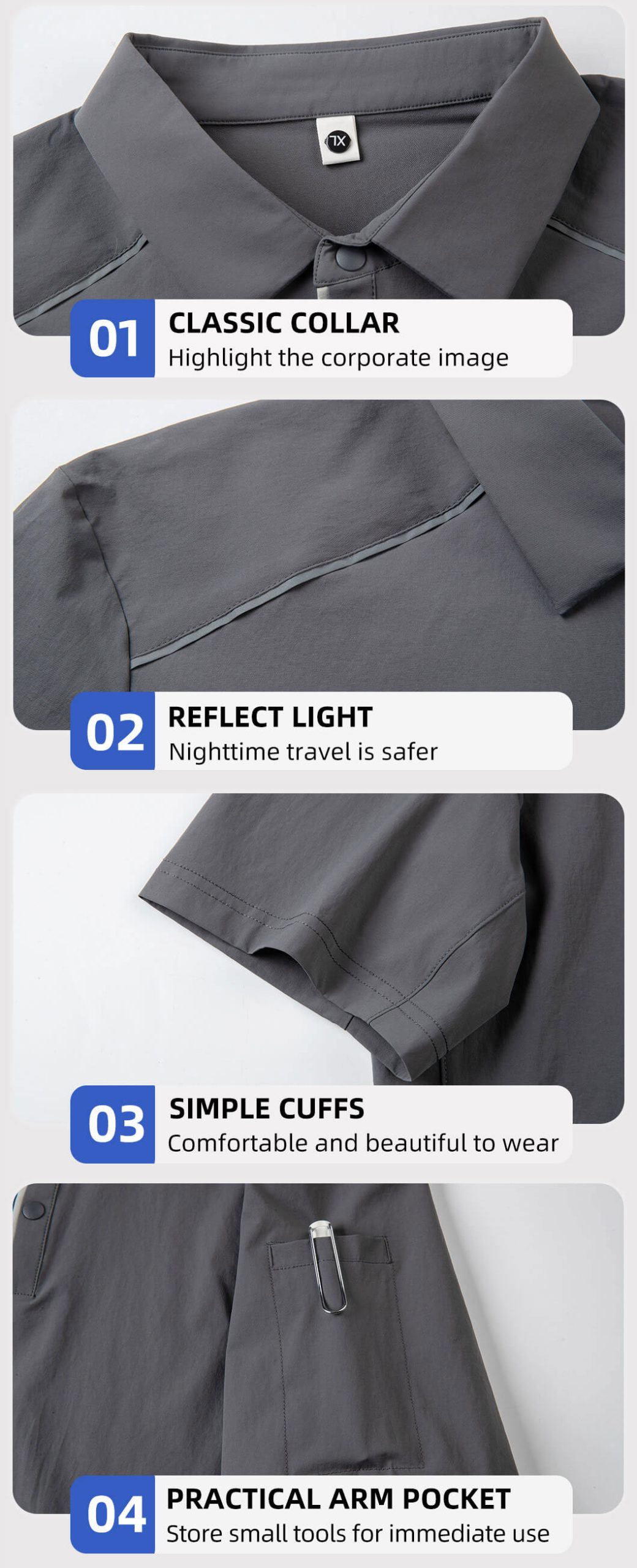 High-visibility workwear T-shirt (stretchy, quick-drying, moisture-wicking, breathable)7