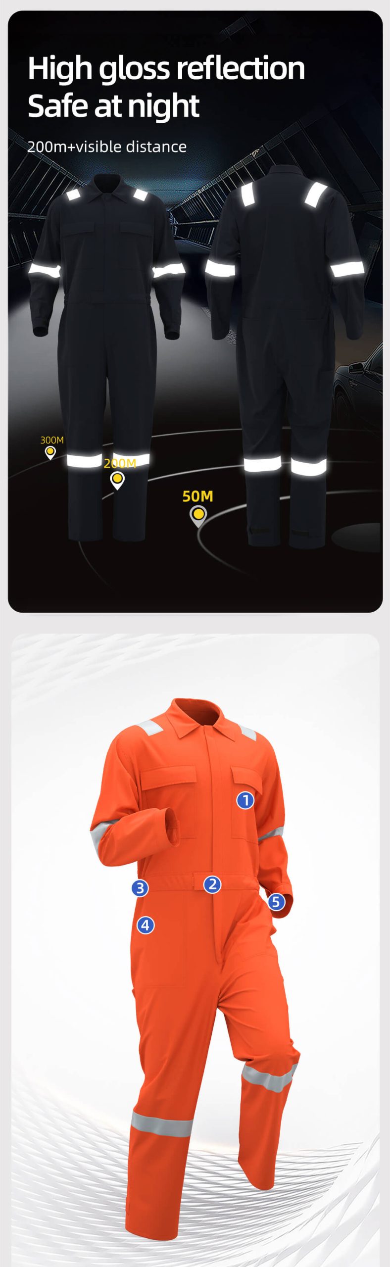 Pure cotton high-visibility coveralls9