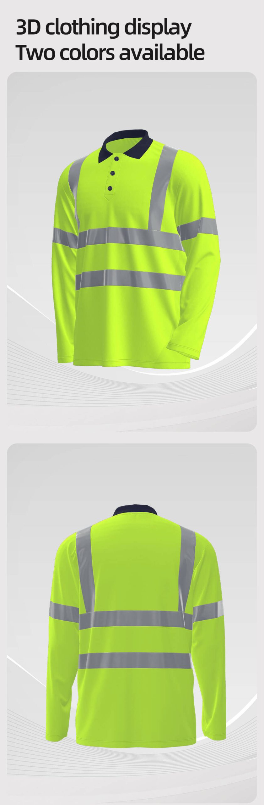 Summer quick-drying long-sleeved high-visibility lapel POLO shirt6