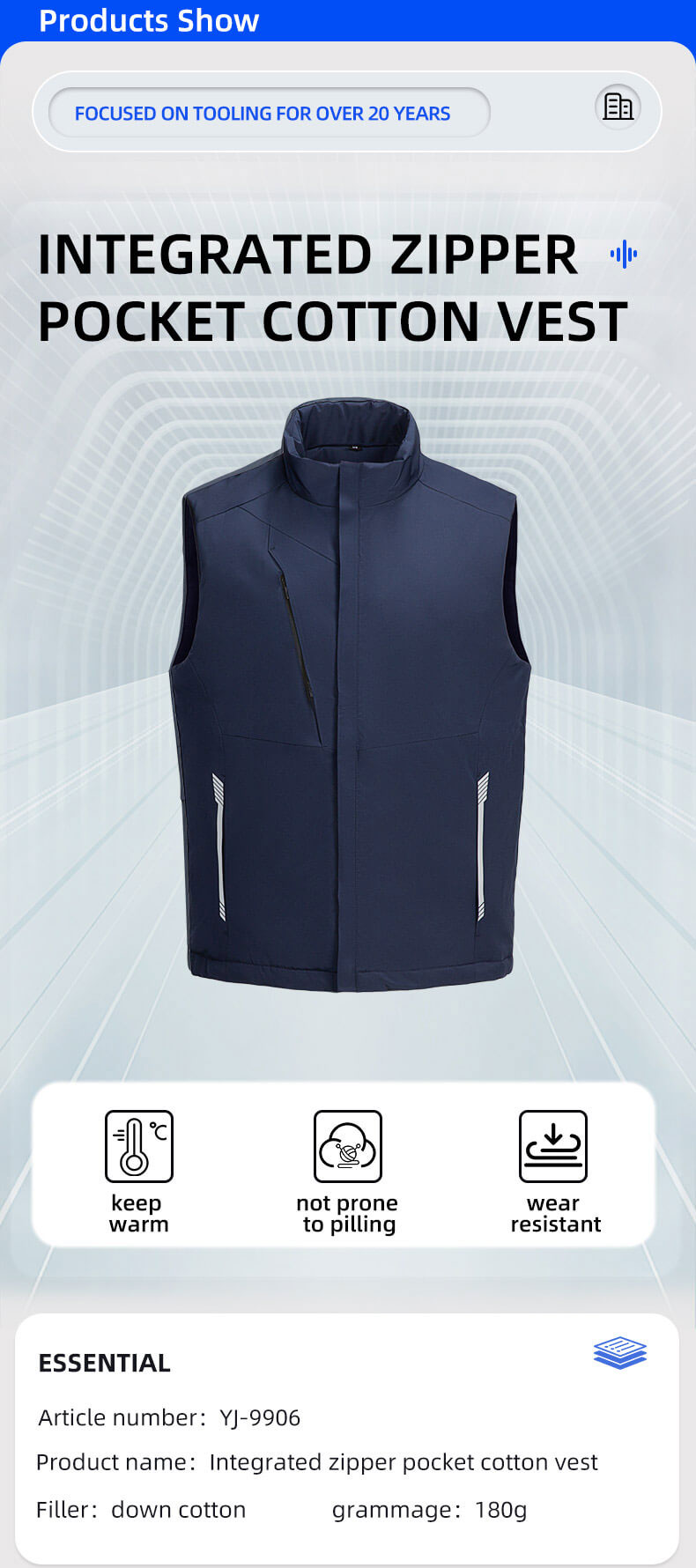 Solid Color Down Cotton Work Vest