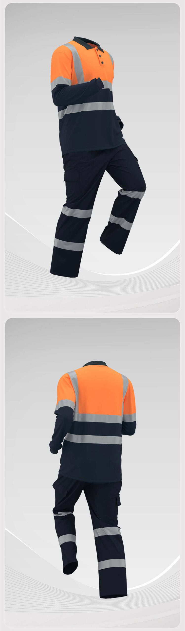 Quick-drying long-sleeved high-visibility polo suit7