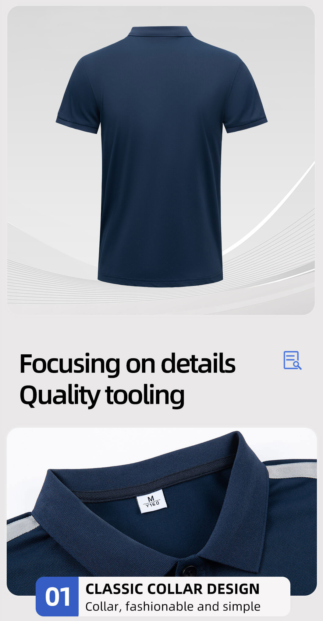 Stand collar quick-drying work T-shirt6