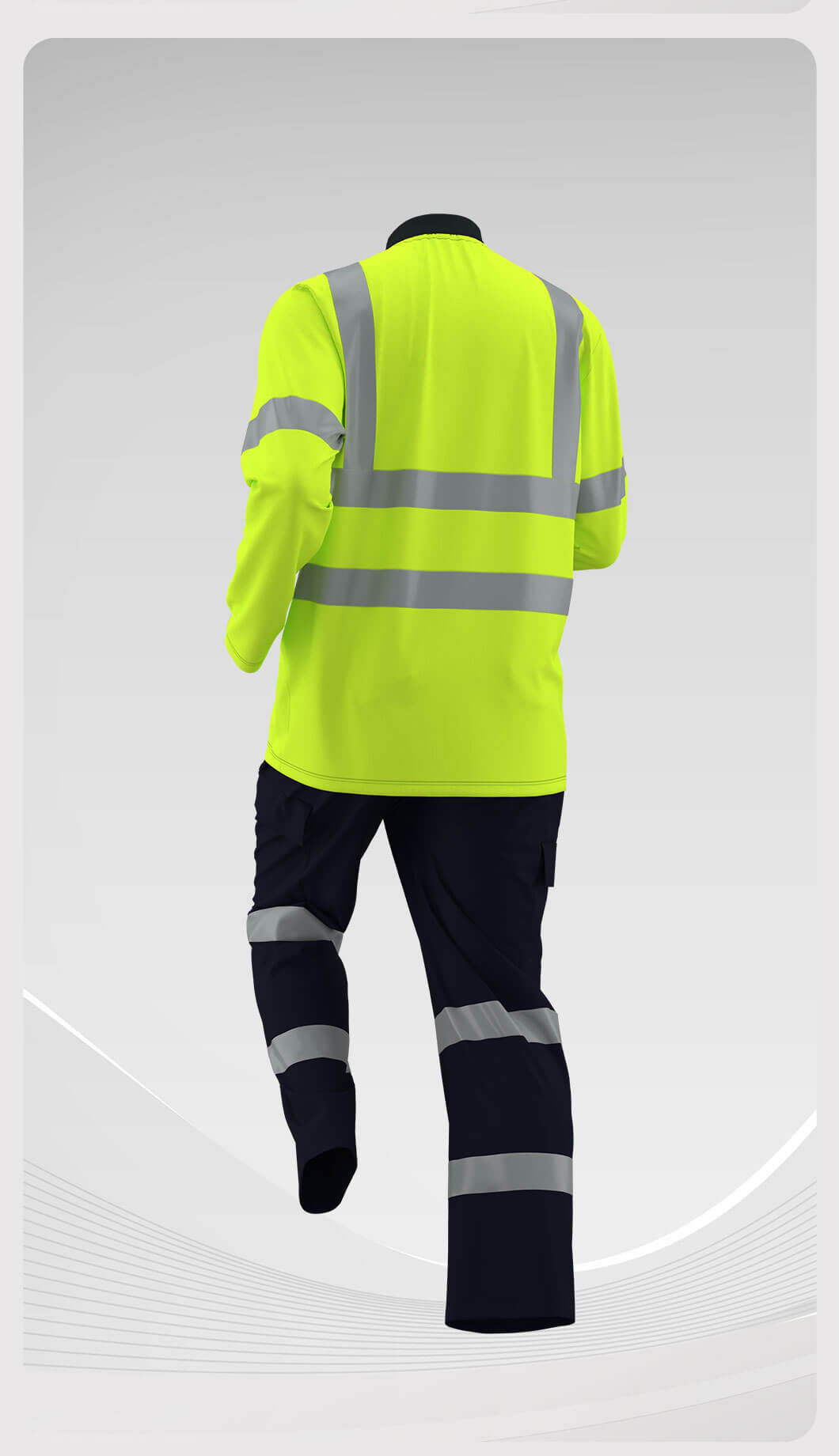 Quick-drying Long-sleeved High-visibility Solid Color Lapel POLO Shirt Suit7