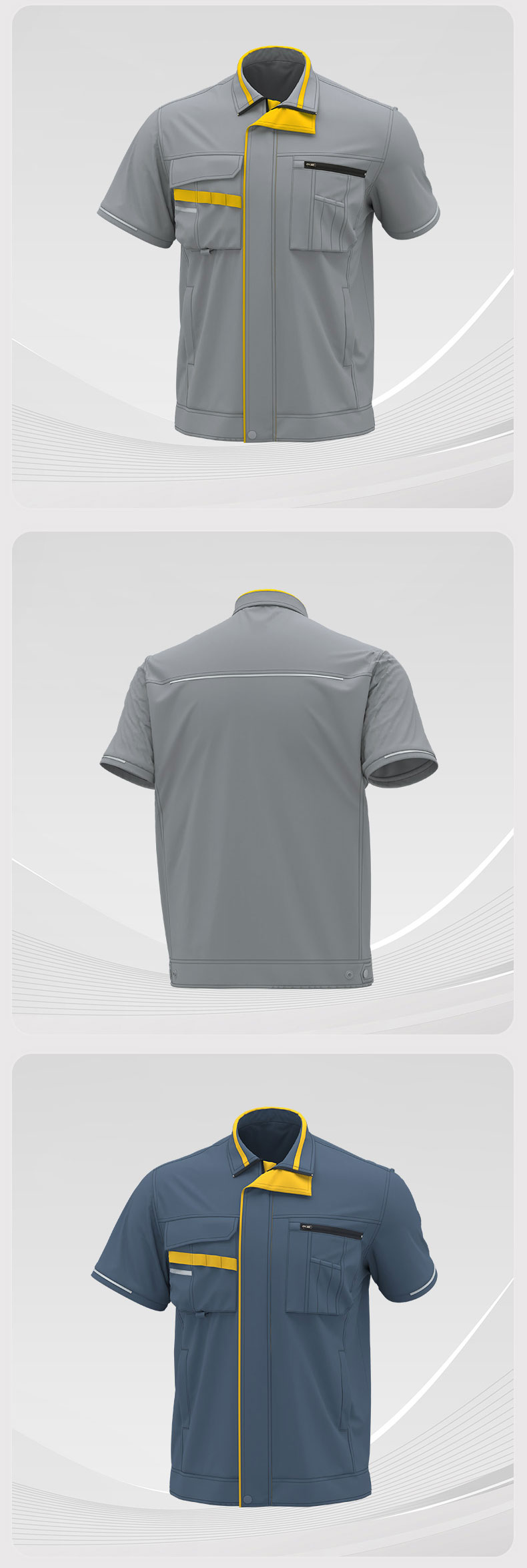 Summer short-sleeved moisture-wicking stretch work clothes5