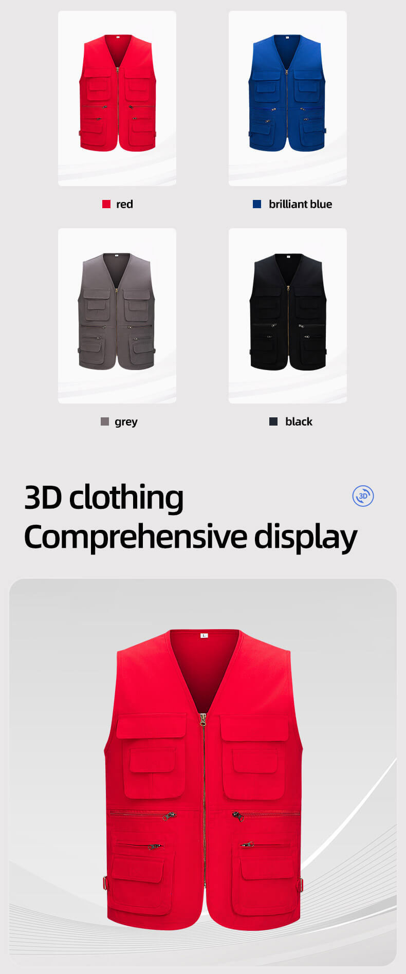 Pure cotton copper zipper work vest9