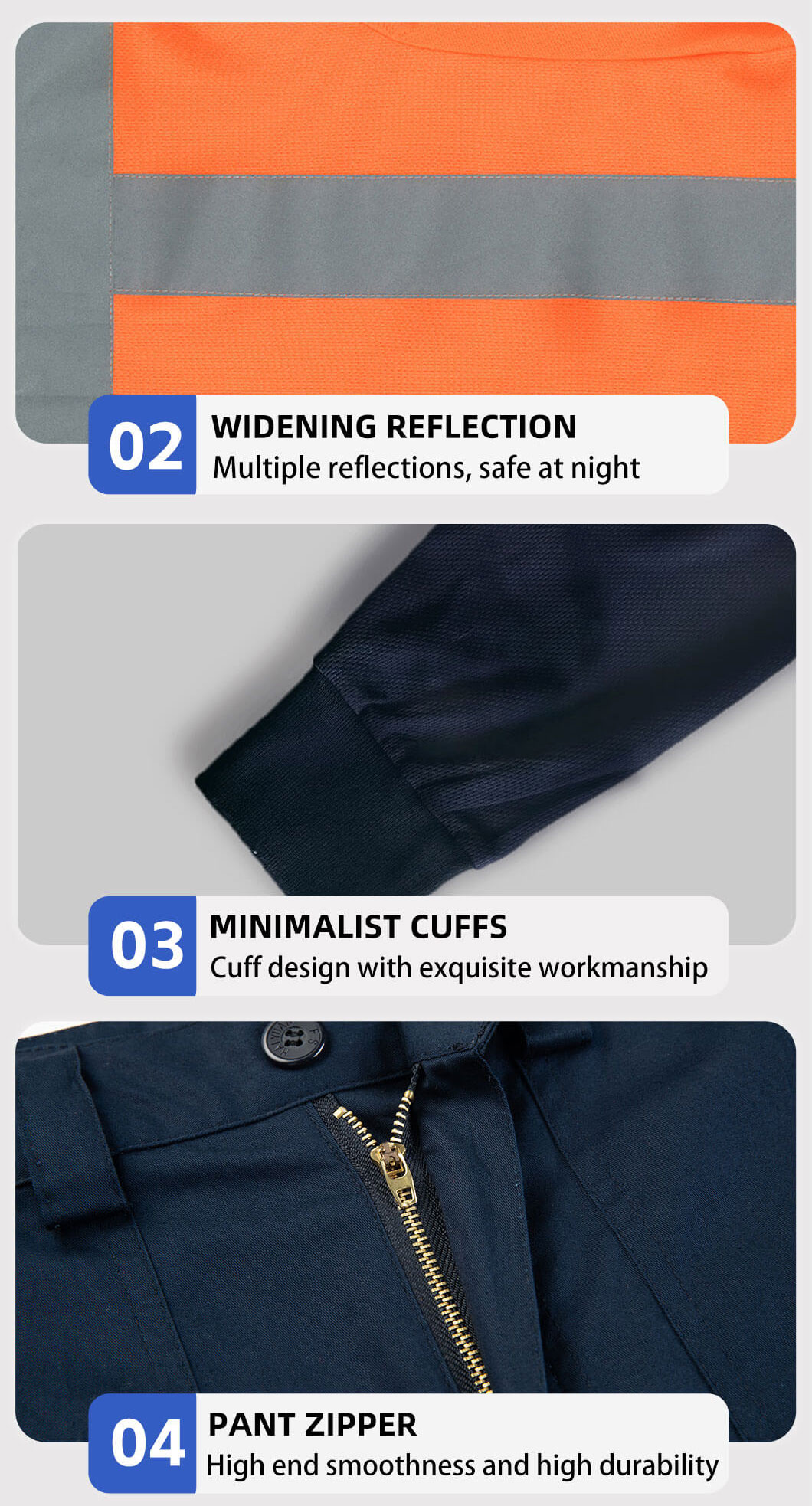 Quick-drying long-sleeved high-visibility polo suit4