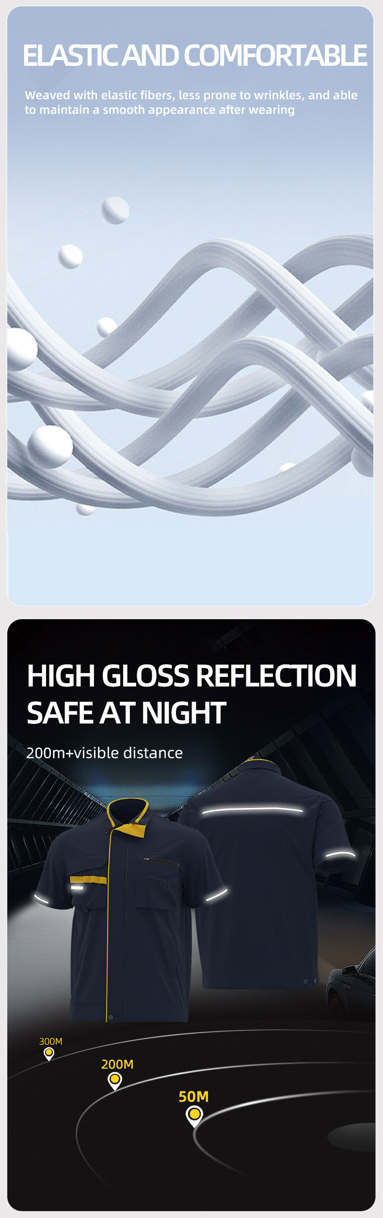 Summer short-sleeved moisture-wicking stretch work clothes2