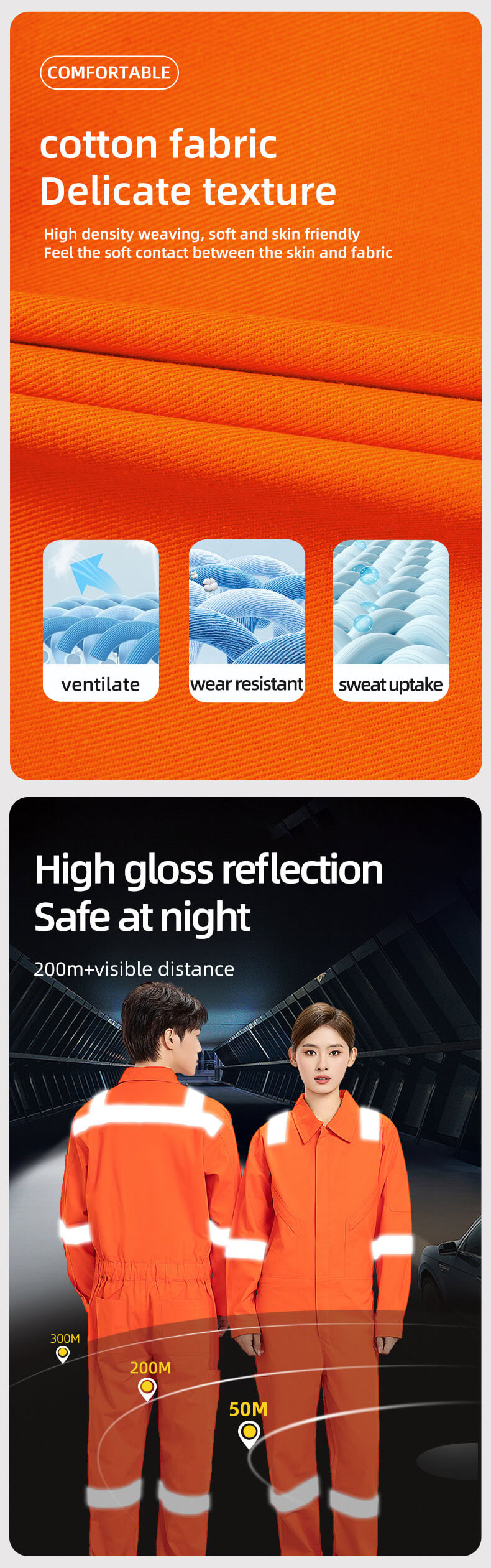 Cotton spring autumn high-visibility coveralls5