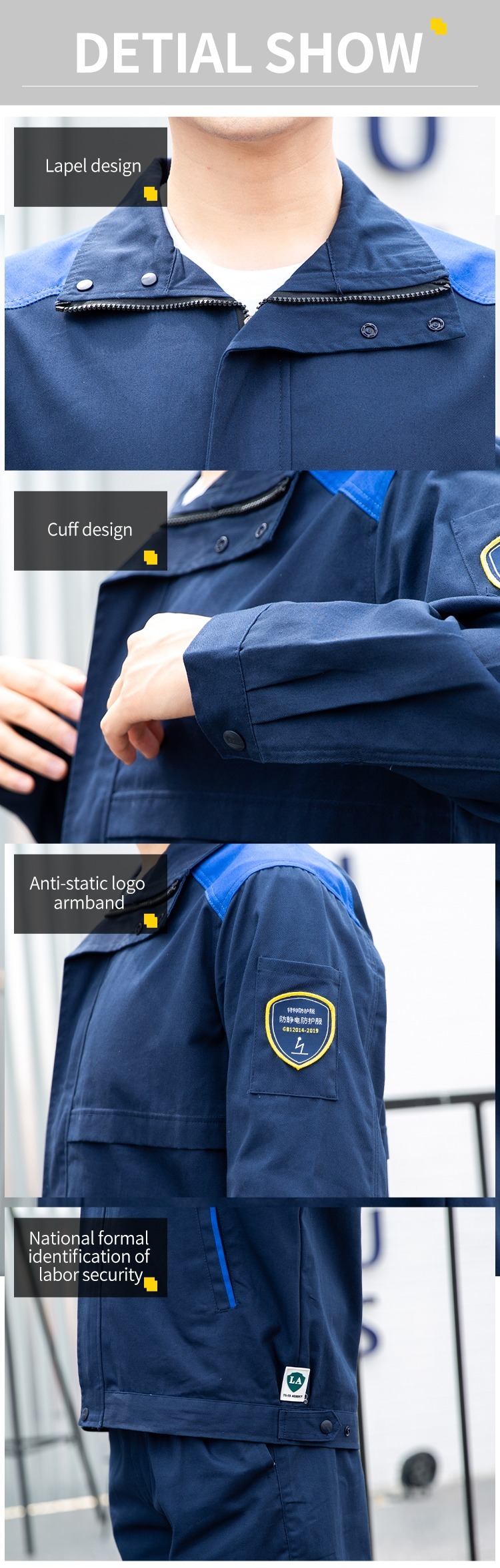 Cotton grid high quality anti-static clothing – spring autumn long sleeves8