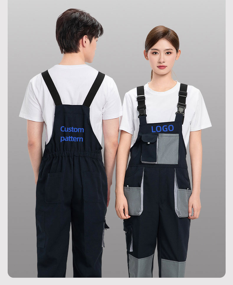 Cotton-like Brushed Multi-Pocket Oxford Reinforced Bib Overalls10