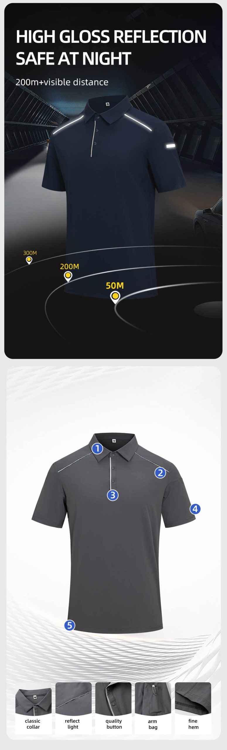 High-visibility workwear T-shirt (stretchy, quick-drying, moisture-wicking, breathable)2