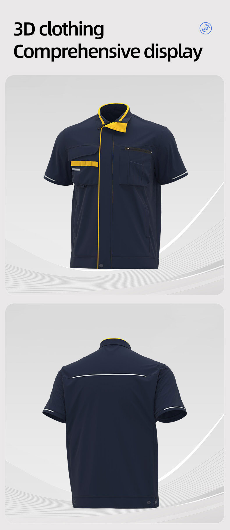 Summer short-sleeved moisture-wicking stretch work clothes4