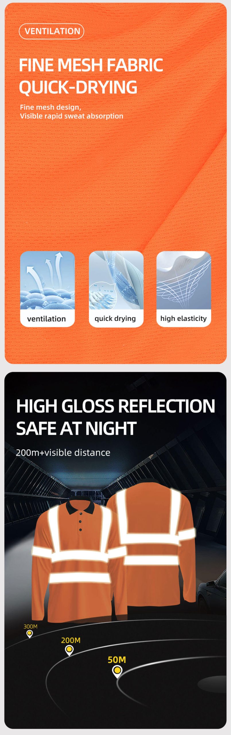 Summer quick-drying long-sleeved high-visibility lapel POLO shirt4