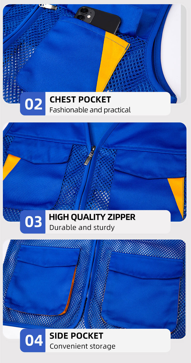 Multifunctional Colorblock Mesh Work Vest13