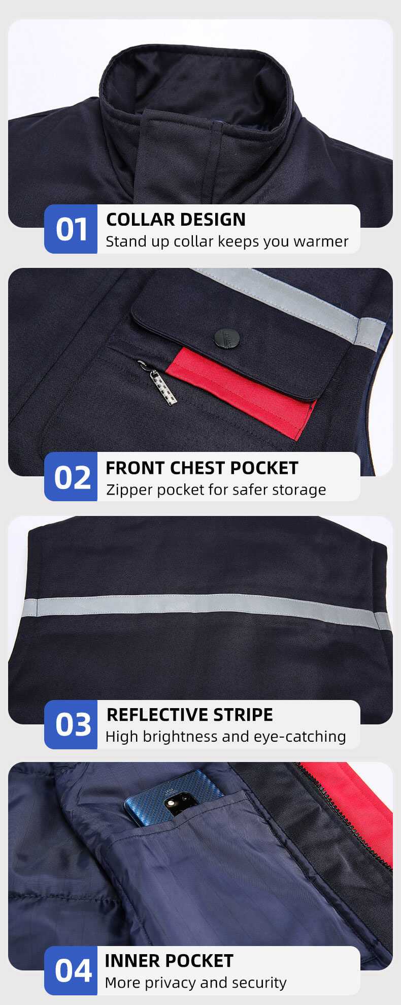 Winter high visibility warm work vest13