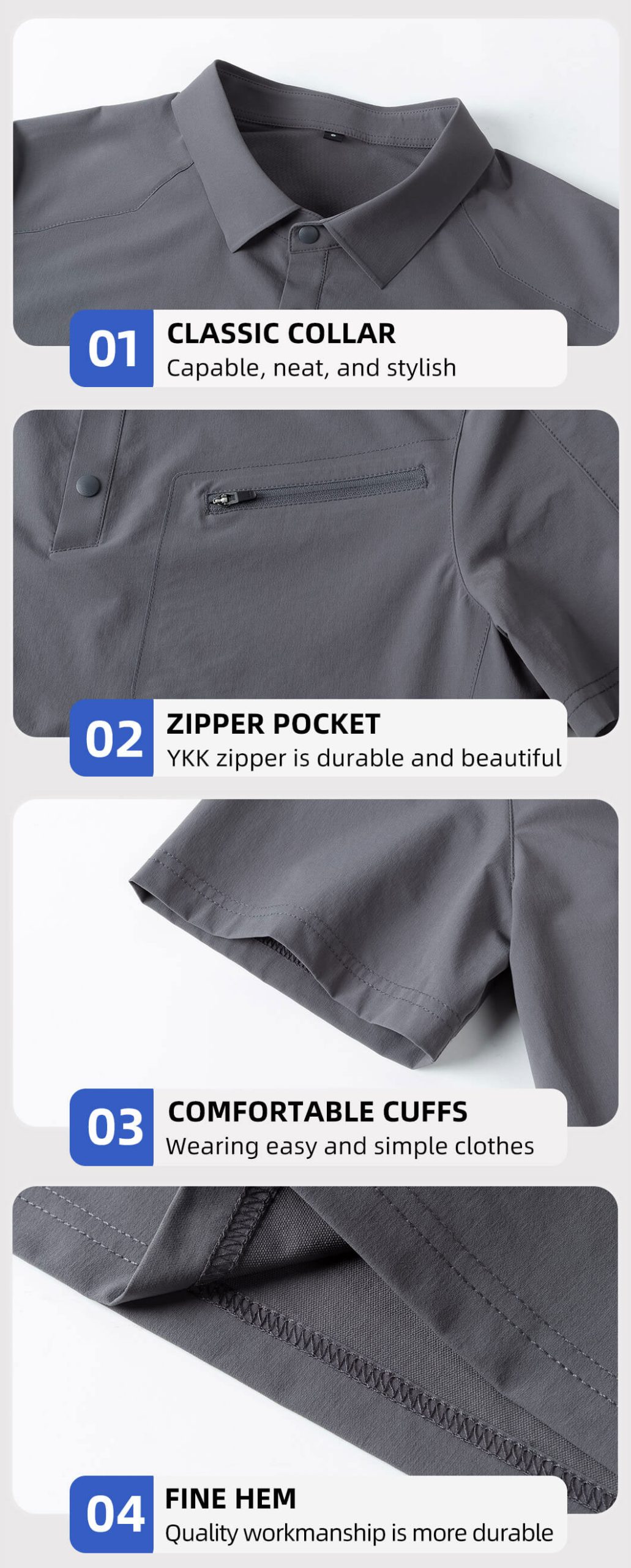 High-quality laminated YKK work T-shirt7