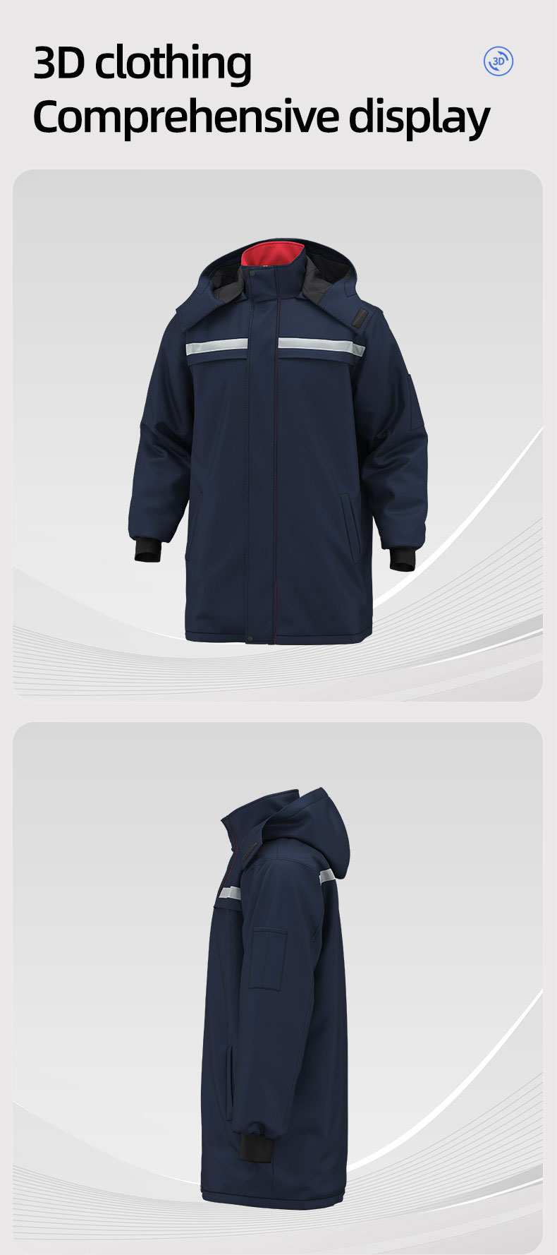 High Visibility One-piece Mid-Length Cotton Jacket4