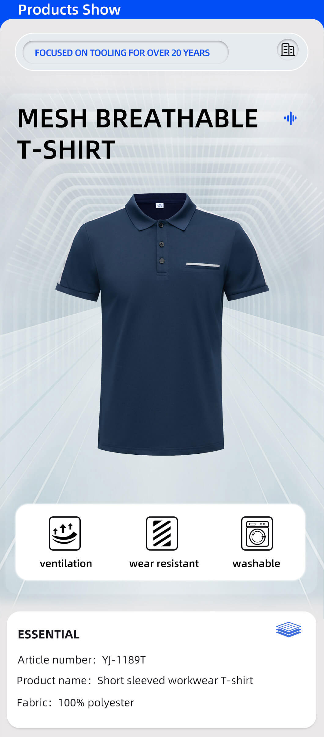 Stand collar quick-drying work T-shirt