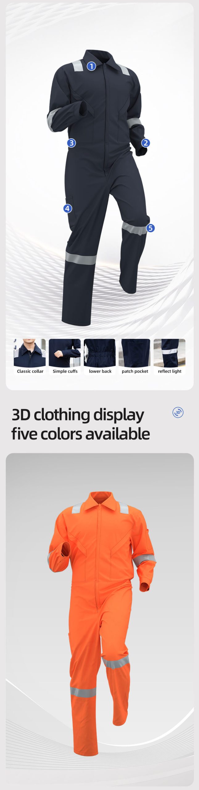 Cotton spring autumn high-visibility coveralls7