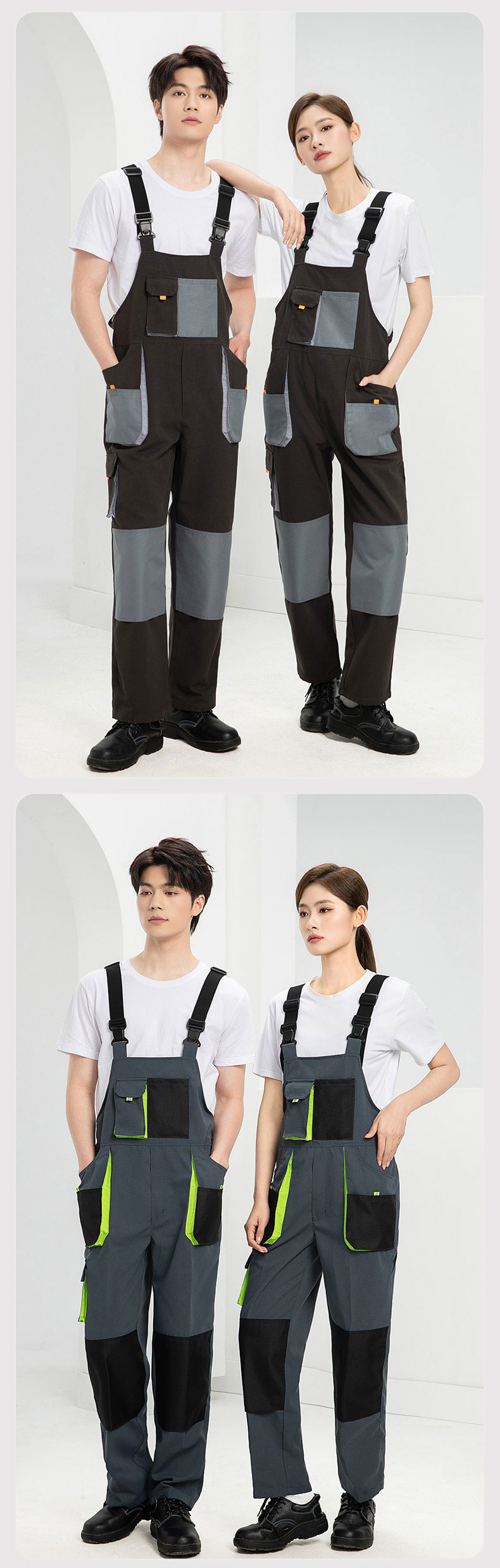 Cotton-like Brushed Multi-Pocket Oxford Reinforced Bib Overalls8