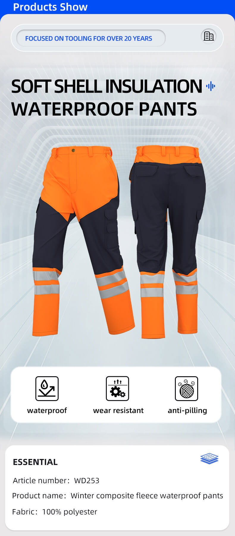 Winter high visibility waterproof cold-proof work pants