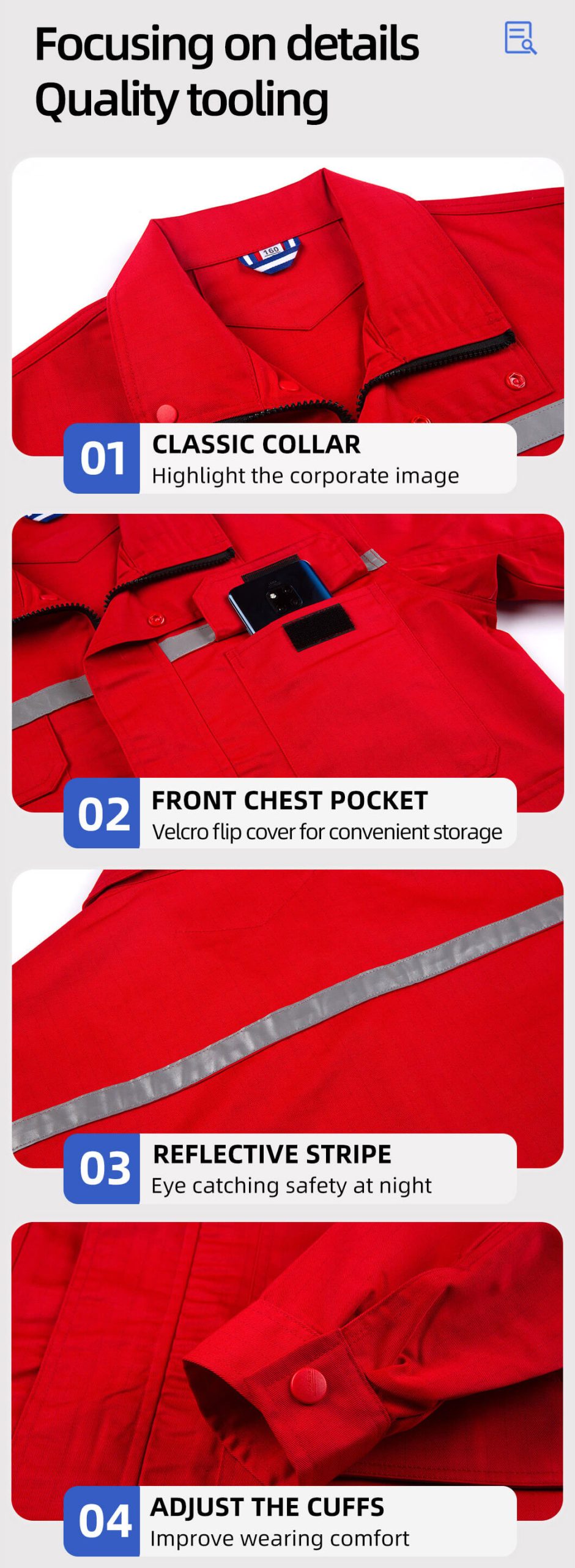 Large pocket high visibility anti-static protective clothing suit8