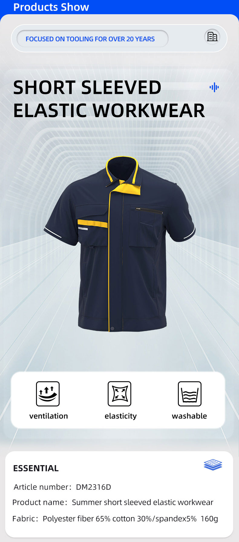 Summer short-sleeved moisture-wicking stretch work clothes