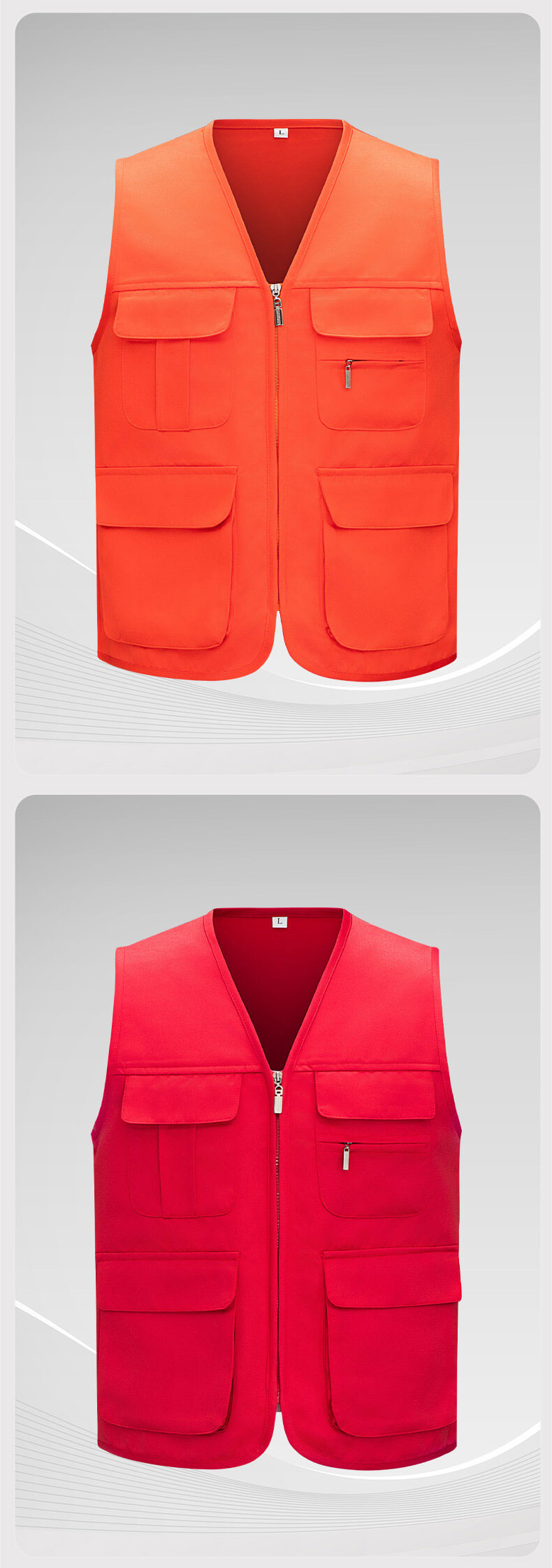 Solid Color Zipper Pocket Work Vest12