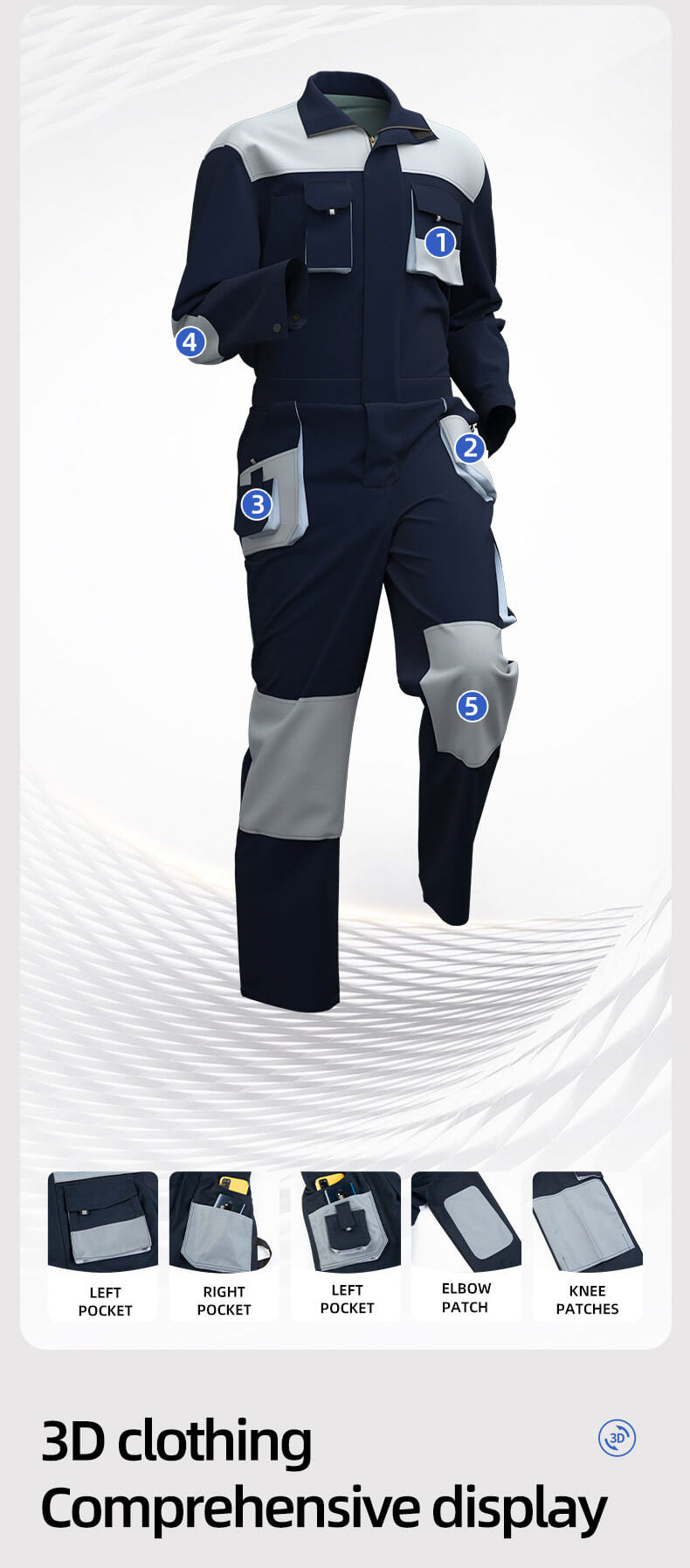 Multi-pocket Oxford Canvas Reinforced Coveralls4